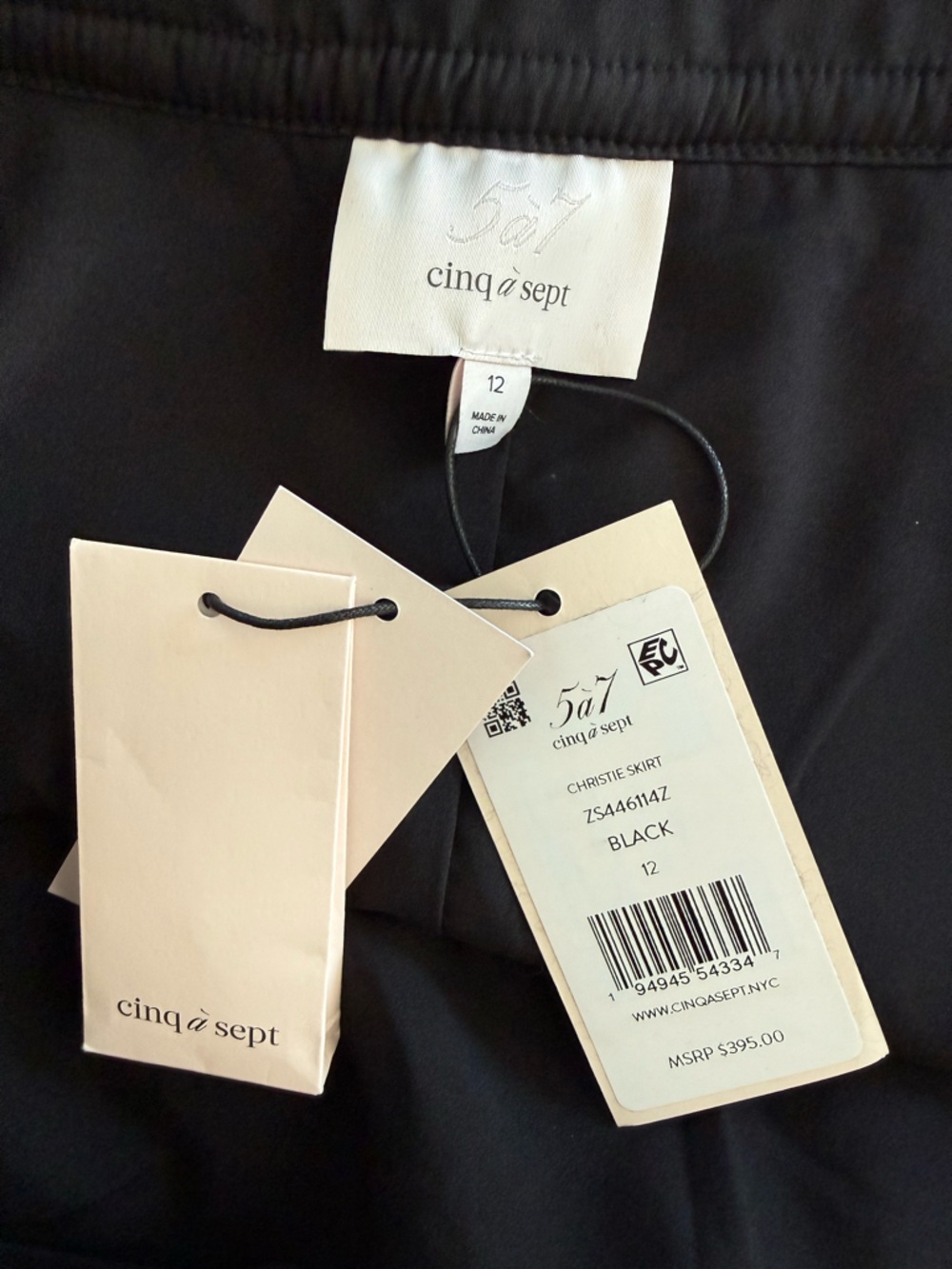 Cinq a Sept Christie Fringe Tweed Mini Skirt Black NWT Size 12 - Picture 4 of 6